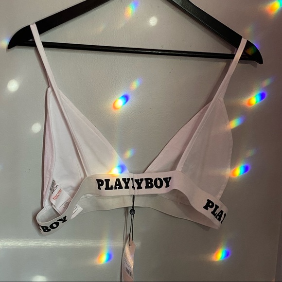 NWT Playboy White and Black Triangle Bra Bralette - Picture 2 of 3